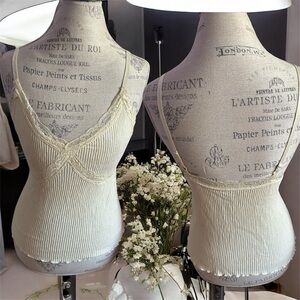 Elegant Cream Lace Trim Cami Top